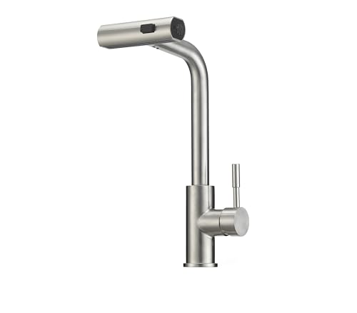 Dura Faucet Dura Faucet (DF-MK511X-SN) Rainfall RV Kitchen Faucet – Satin Nickel, Dual-Mode Rotating Spray - Outdoor Depot