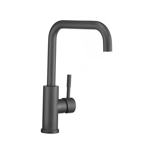 Dura Faucet Dura Faucet RV Streamline Squared-Arc Single Handle Kitchen Sink Faucet - Optional Deck Plate - Outdoor Depot