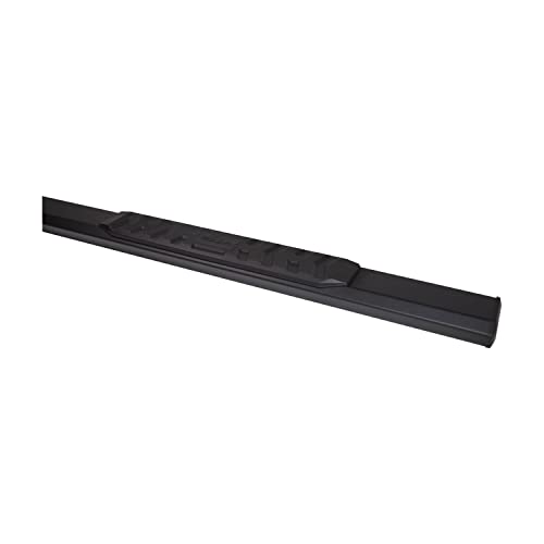 TrailFX Step Nerf Bar Nerf Bar; TrailFX A4 Series; With Step Pads; 4 1/2 Inch Hexagonal Straight; Powder Coated; Titanium Black; Aluminum; With Plastic Bracket Covers and End Caps; Rocker Panel Mount