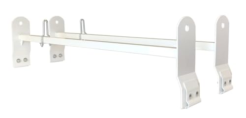 TrailFX Universal 2-Bar Van Ladder Rack White Powder Coated Steel Adjustable 53-63 Inch Length 600 lb Capacity Clamp-On Full Roof Gutter Mount TrailFX FCLR004W