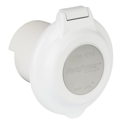 Marinco ParkPower 304EL-BRV Contour Power Inlet with Stainless Steel Trim, White