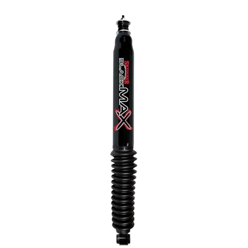 SkyjackerShock, Black Max, Twintube, 0 to 2 in Lift, Steel, Black Paint, Front, Various Applications, Each