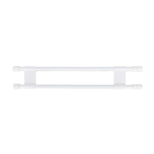 Camco 34" Double RV Refrigerator Bar -Holds Food and Drinks in Place During Travel - Prevents Messy Spills - Spring Loaded and Extends Between 19" and 34" - White (44074)