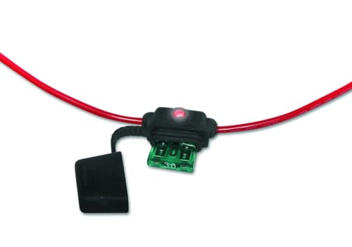 WirthCo Battery Doctor 24413 LED ATO ATC MidBlade in-Line Fuse Holder with Cover, 30 Amp 12 Volt, 12-Gauge Wire, Water Resistant