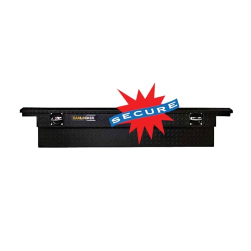 CAMLOCKER S71LPMB 71 Inch Low Profile Crossover Tool Box, Heavy Duty Aluminum, Matte Black, Secure Storage For Pickup Trucks, Weather Tight Construction, with Sliding Tool Tray Organizer, Made in USA