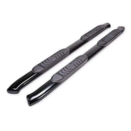 Trailfx TrailFX A7086B 5 Inch Oval Bent Nerf Bar Side Steps with Step Pads Black Powder-Coated Steel Welded - Outdoor Depot