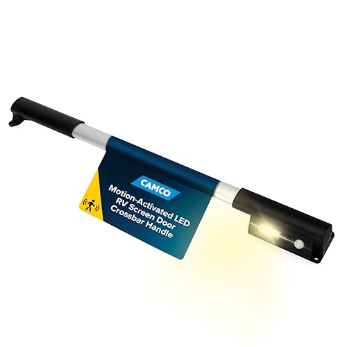 Camco RV Screen Door Crossbar Handle with Motion-Activated LED Light