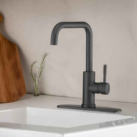 Dura Faucet Dura Faucet RV Streamline Squared-Arc Single Handle Kitchen Sink Faucet - Optional Deck Plate - Outdoor Depot