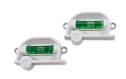 Camco Retro RV Level 2 Pack - Provides Front-to-Back or Side-to-Side Leveling & Can be Installed with Screw or Foam Tape - Features Fun Retro RV Design - Includes (2) Levels & Foam Tape (25520)
