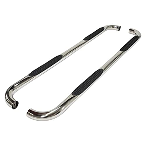 Trailfx TrailFX Truck Side Step Bars 3 Inch Round Bent Tube Nerf Bar Side Steps with Step Pads Polished - Outdoor Depot