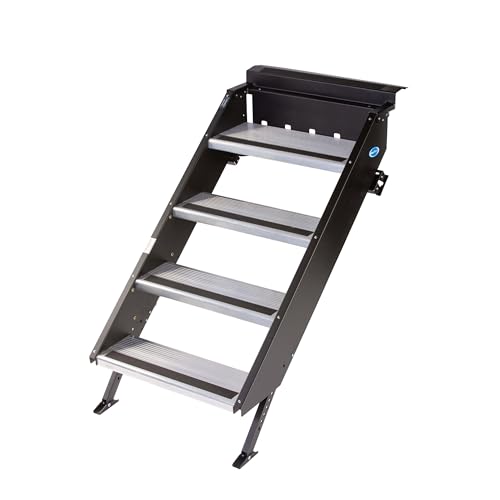 MORryde MORryde STP-212 StepAbove Fold-Up RV Entry Step - 4-Step (8" Step Rise), Fits 26 to 28"" Door Width - Outdoor Depot