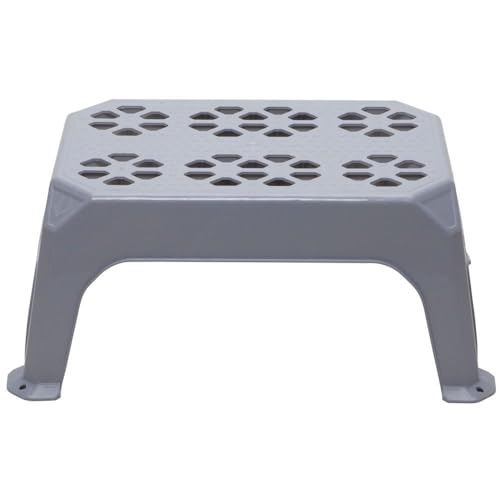 Camco Durable Large Step Stool - Textured Platform Surface to Help Prevent Slipping |Lightweight & Sturdy | Design Excellent for RVs, Trailers, Trucks| 400 lb. Capacity | 23" x 16" x 9 ¼" - Gray (43470)