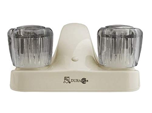 Dura Faucet Dura Faucet DF-PL700S-BQ RV Bathroom Faucet with Smoked Acrylic Knobs (Bisque Parchment) - Outdoor Depot