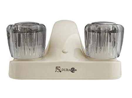 Dura Faucet Dura Faucet DF-PL700S-BQ RV Bathroom Faucet with Smoked Acrylic Knobs (Bisque Parchment) - Outdoor Depot