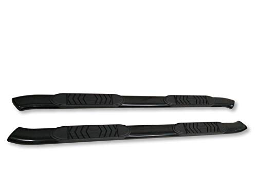 Trailfx TrailFX A7086B 5 Inch Oval Bent Nerf Bar Side Steps with Step Pads Black Powder-Coated Steel Welded - Outdoor Depot