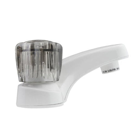 Dura Faucet Dura Faucet DF-PL700S-WT RV Bathroom Faucet with Smoked Acrylic Knobs (White) - Outdoor Depot