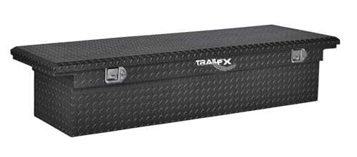 TrailFX Tool Box Crossover Low Profile Single Lid Diamond Tread Matte Black 16 Gauge Aluminum TrailFX 120703