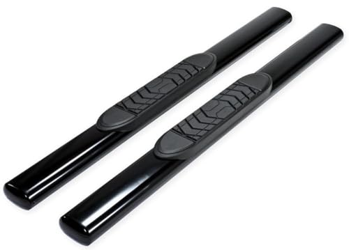 Truck Running Boards Fits Ram 1500 Standard Cab 2011-2018 Oval 5 Inch Straight Wheel-to-Wheel Nerf Bars with Step Pads – Black Powder Coated Steel Rocker Panel Mount TrailFX A7054B