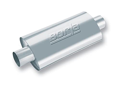BORLA 40943 XR-1 Sportsman Universal Performance Muffler 3" Center Inlet / 3" Center Outlet 4.25" x 7.88" Oval x 12" Long Body 17" OAL Un-Notched Necks Reversible Design T-304 Stainless Steel