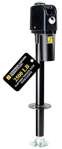 Stromberg Carlson JET-2500 Electric Tongue Jack - Heavy Duty Jack with Motor Protection, 18" Vertical Travel, Stabilizing, Leveling & Lifting RVs, Campers, Utility Trailers, Black, 2500 lb Capacity