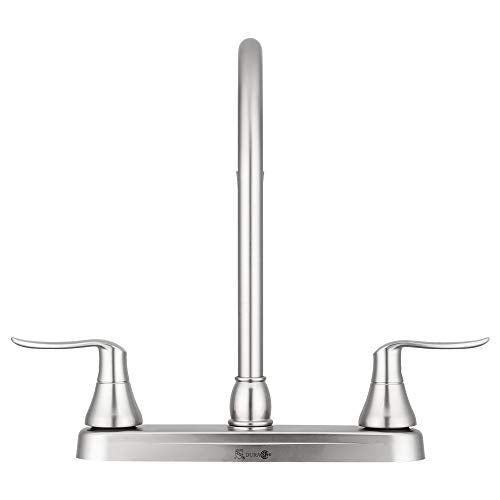 Dura Faucet Dura Faucet DF-PK330HLH-SN RV Elegant J-Spout Swivel Kitchen Sink Faucet, Two Handle (Brushed - Outdoor Depot