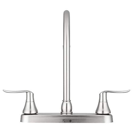 Dura Faucet Dura Faucet DF-PK330HLH-SN RV Elegant J-Spout Swivel Kitchen Sink Faucet, Two Handle (Brushed - Outdoor Depot