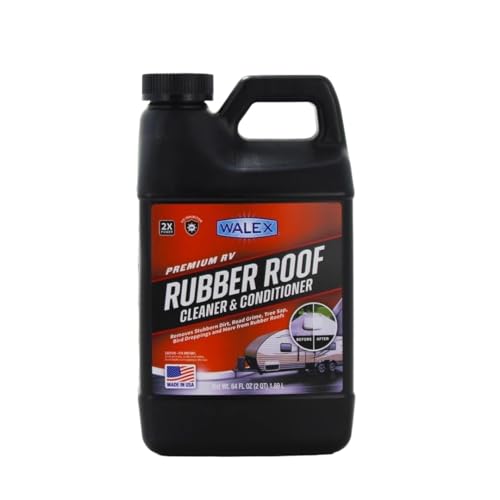 Walex RV Rubber Roof Cleaner/Conditioner - Removes Dirt, Road Grime, Tree Sap, Bird Droppings & More, Conditions RV Roof After Application; Great for RVs, Campers, Motorhomes, & Trailers, 64 oz