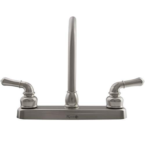 Dura Faucet Dura Faucet DF-PK210C-SN Hi-Rise RV Kitchen Sink Faucet with Classical Levers (Brushed Satin - Outdoor Depot