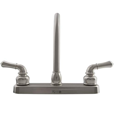 Dura Faucet Dura Faucet DF-PK210C-SN Hi-Rise RV Kitchen Sink Faucet with Classical Levers (Brushed Satin - Outdoor Depot
