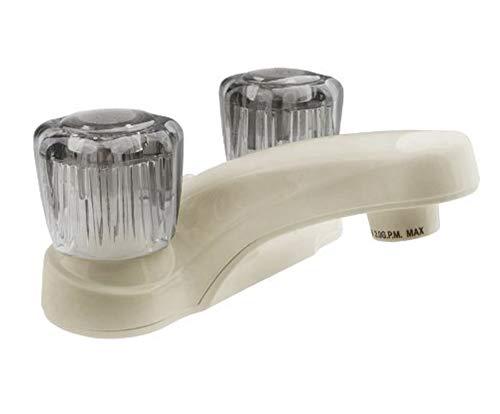 Dura Faucet Dura Faucet DF-PL700S-BQ RV Bathroom Faucet with Smoked Acrylic Knobs (Bisque Parchment) - Outdoor Depot