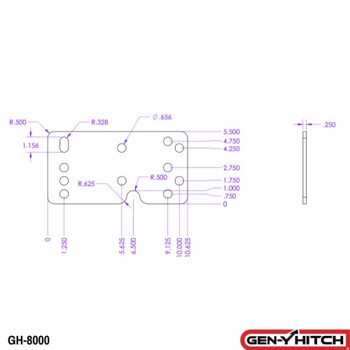 GEN-Y Hitch GEN-Y Hitch ¼ Filler Shims for Executive Coupler Hitch, 12.5" Wide Wings, Set of 2 - Outdoor Depot