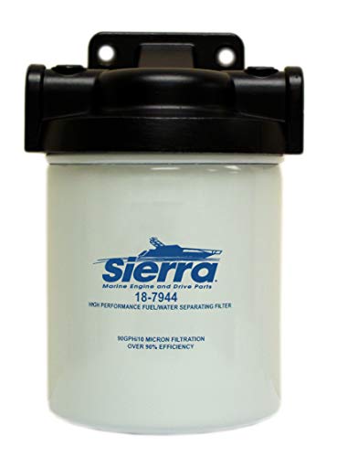 Sierra International "18-7983-1 10 Micron Fuel/Water Separator Kit - 1/4"" Aluminum, Short", white