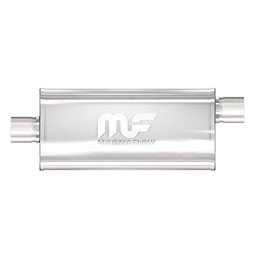 MagnaFlow Performance Exhaust Muffler 12256: 2.5"/2.5" Inlet/Outlet, 5x8x18" Oval, Stainless Steel, Satin Finish
