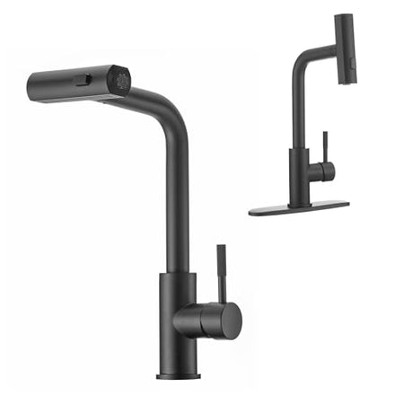 Dura Faucet Dura Faucet (DF-MK511X-MB) Rainfall RV Kitchen Faucet – Matte Black, Dual-Mode Rotating Spray - Outdoor Depot