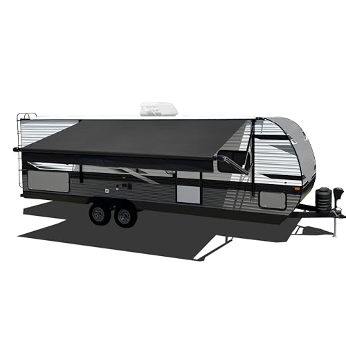 Velarium 19' RV Vinyl Canopy, Black – Heavy-Duty 13.5oz 3-Ply Material, Cold & Crack-Resistant RV Awning, All-Purpose Outdoor Canopy for RVs, Trailers, and Motorhomes (Fabric 18'2")