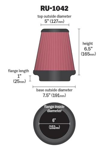 K&N K&N High-Flow Original Lifetime Universal Clamp-On Air Filter: High Performance, Premium, Washable: - Outdoor Depot