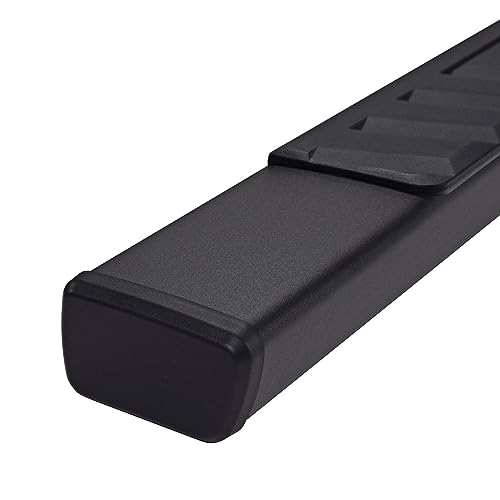 TrailFX Nerf Bar Side Step Pair with Step Pads 4 Inch Trapezoid Titanium Black Powder-Coated Steel Rocker Panel Mount Straight End Caps Slip-Resistant Surface TrailFX A4018B