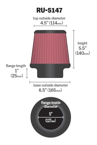 K&N K&N High-Flow Original Lifetime Universal Clamp-On Air Filter: High Performance, Premium, Washable: - Outdoor Depot