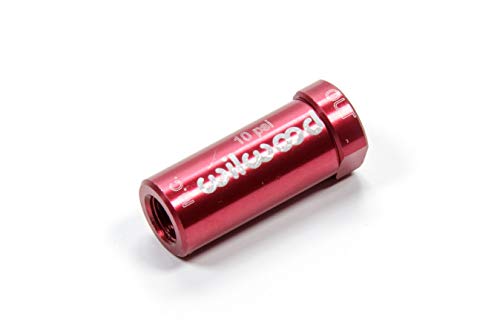Wilwood Residual Pressure Valve, Compact, 10 lb, 1/8 in NPT Inlet, 1/8 in NPT Outlet, 1.600 in Long, Aluminum, Red Anodized, Drum Brake, Each
