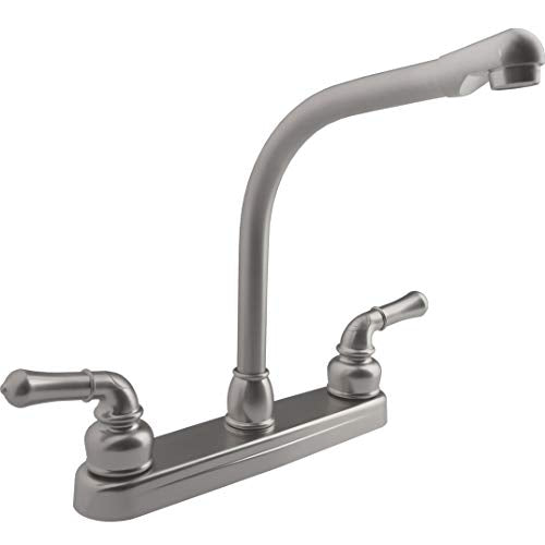 Dura Faucet Dura Faucet DF-PK210C-SN Hi-Rise RV Kitchen Sink Faucet with Classical Levers (Brushed Satin - Outdoor Depot