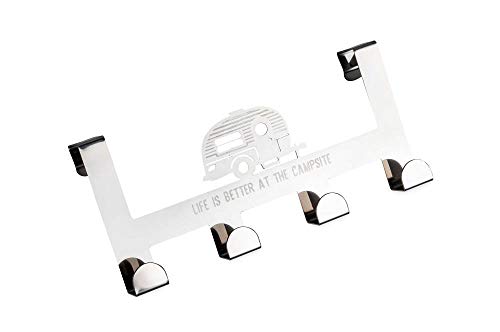 Camco Life is Better at The Campsite Over The Door Hooks & Towel Hanger - Convenient to Use and Fits Up to 1-1/2-Inch Thick Standard Interior Doors (53388)