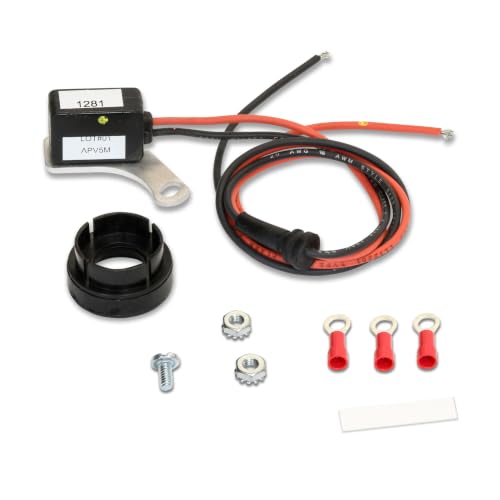 Pertronix 1281 Ignitor Kit For Original Motorcraft Distributors. 8-Cylinder, Single Point, Vacuum Advance, 12-Volt Negative Ground. Typically Found In 1957-74 Ford Vehicles.