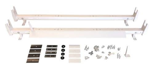 TrailFX Universal Van Ladder Rack Fits Ford Transit-150 2015-2025 Adjustable 2-Bar 500 lb Capacity White Powder-Coated Steel Bolt-On Fit for Vans Without Gutters