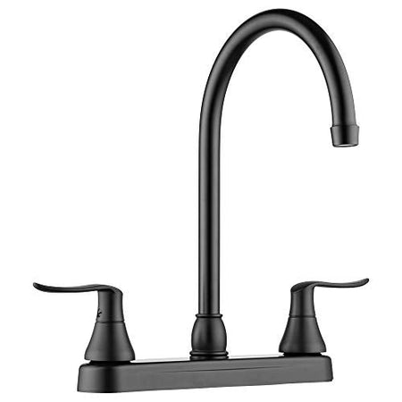 Dura Faucet Dura Faucet DF-PK330HLH-MB RV Elegant J-Spout Swivel Kitchen Sink Faucet - Two Handle (Matte - Outdoor Depot