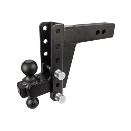 BulletProof Hitches - 2.5" Adjustable Heavy Duty Trailer Hitch (22,000 lb. Rating) - 6" Drop/Rise Trailer Hitch with 2" & 2-5/16" Dual Ball - Powder Coat, Solid Steel, Corrosion-Resistant