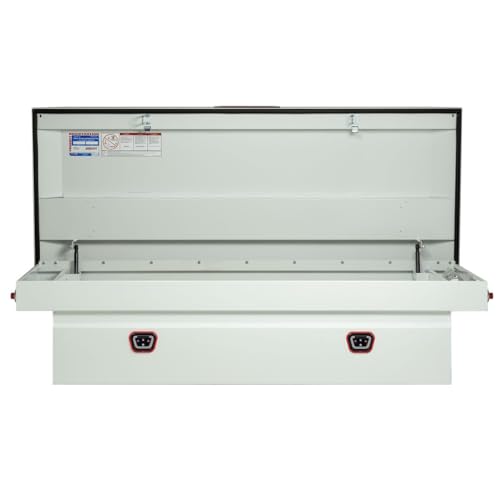Weather Guard Weather Guard Model 116-3-04 Saddle Box, Steel, Full Extra Wide, White, 14.4 cu ft - Outdoor Depot