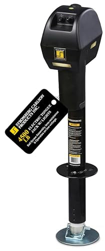 Stromberg Carlson JET-4500 Electric Tongue Jack - Heavy Duty Powered Jack with Ball Screw Mechanism, 18" Travel & 4.5" Drop Down Leg, Stabilizing, Leveling & Lifting RV, Campers, Trailers, 4500 lb