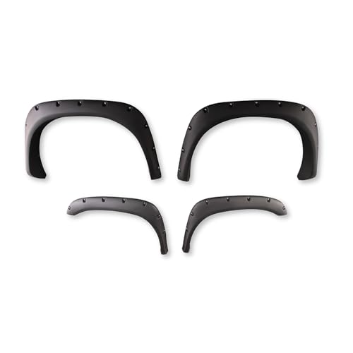 TrailFX Fender Flares Fits Dodge Ram 1500 2002-2008 Pocket Style Black Smooth Paintable Polypropylene, Set of 4 with Stainless and Black Steel Rivets TrailFX TFD3001S