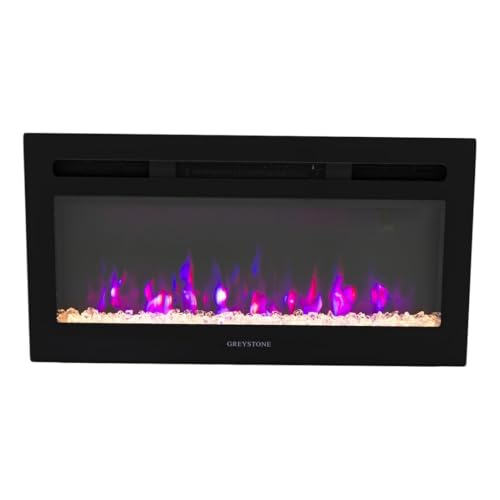 Greystone Greystone - 31" Black Glass Face W/Crystal Log Set Fireplace W/4 Colors - Outdoor Depot