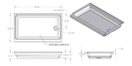 Specialty Recreation Specialty Recreation Shower Pan 24 X 40 White- Left Hand Drain - Outdoor Depot